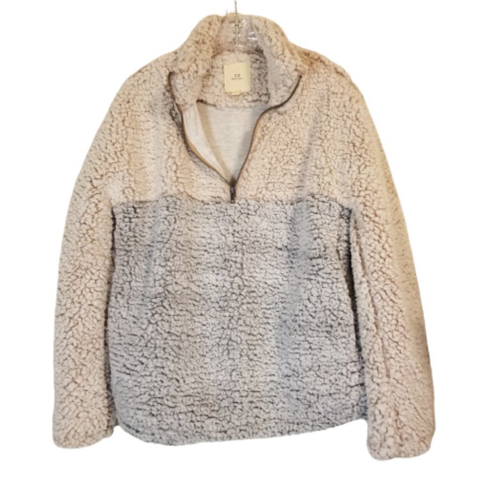 Thread & Supply Teddy Sherpa Fleece Quarter Zip Pullover Size S - Picture 2 of 11